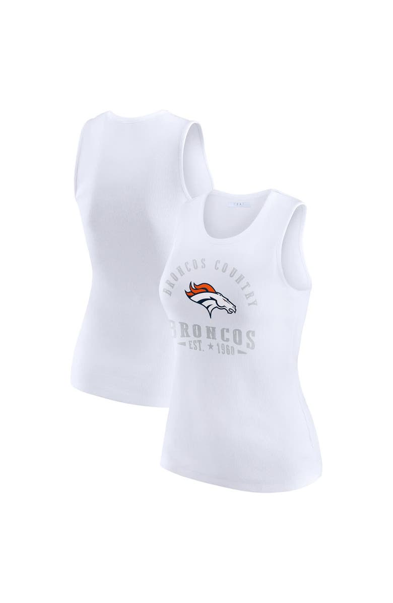 WEAR by Erin Andrews Women's WEAR by Erin Andrews White Denver Broncos Ribbed Graphic Tank Top, Main, color, White