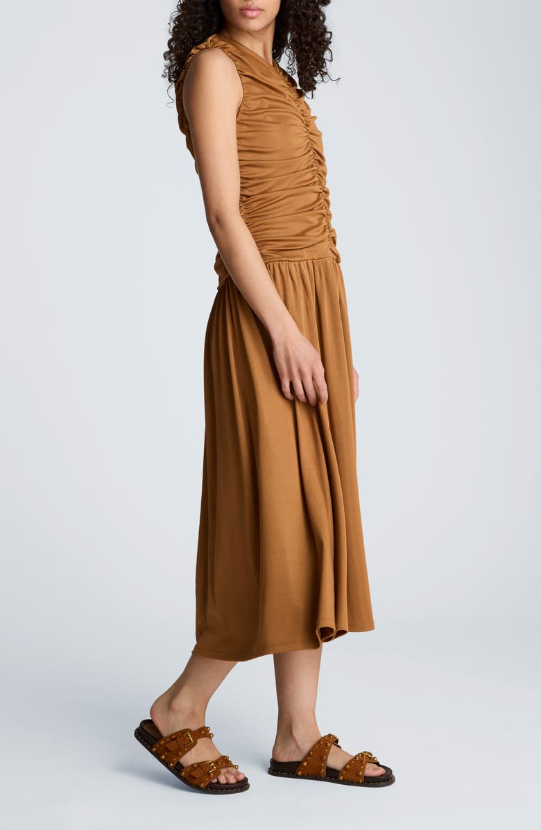 Kenneth Cole Ruched Sleeveless A-Line Midi Dress, Alternate, color, 