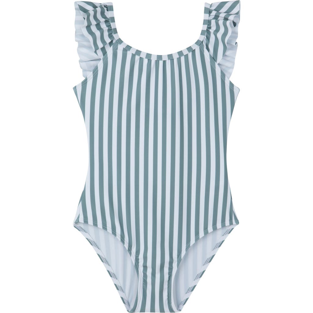 GOTTEX GOTTEX KIDS SWEET STRIPE SQUARE NECK RUFFLE ONE PIECE