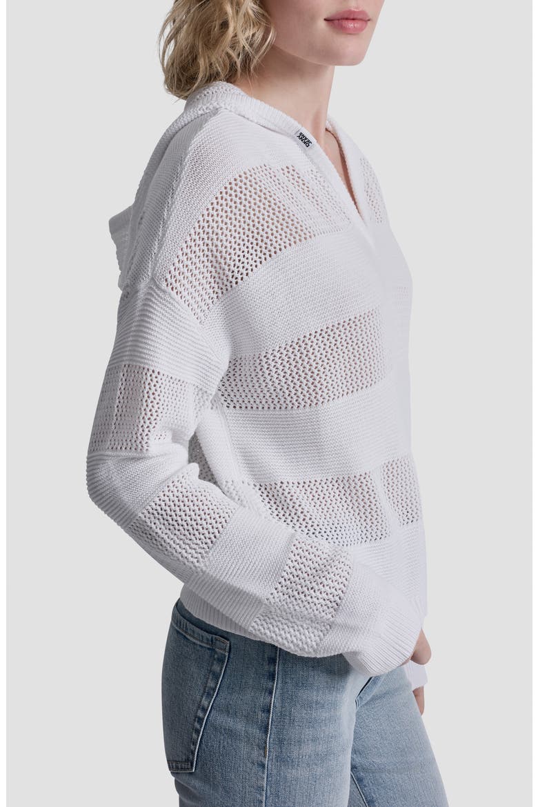Pointelle Stripe Hooded Sweater, Alternate, color, WHITE