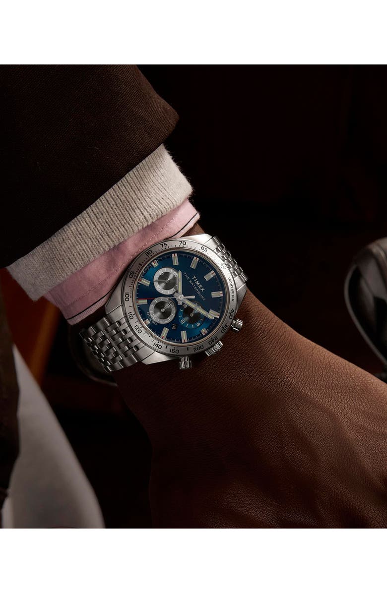 Timex<sup>®</sup> Waterbury Traditional Chronograph Bracelet Watch, 41mm, Alternate, color, Silver