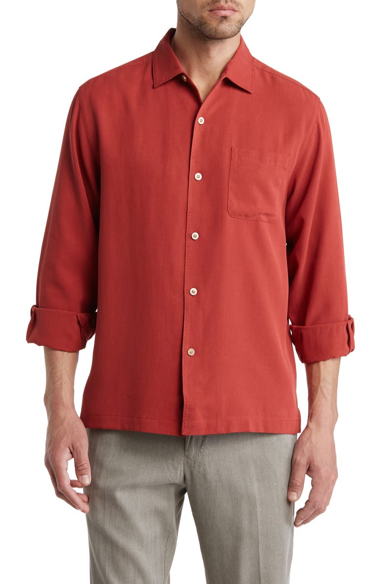 Tommy Bahama Catalina Silk Twill Button-Up Shirt, Main, color, 