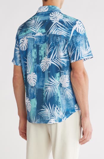 Bahama Coast Legendary Leaves Short Sleeve Perfomance Button-Up Shirt