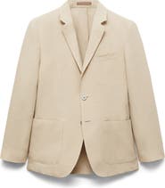 MANGO Slim Fit Linen Blazer