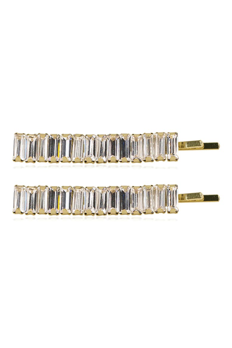Alissa Set of 2 Crystal Bobby Pins, Main, color, GOLD