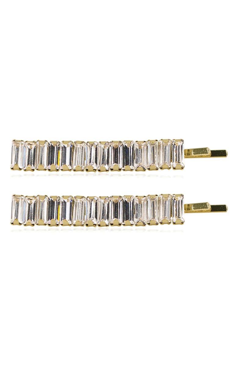 Brides & Hairpins Alissa Set of 2 Crystal Bobby Pins, Main, color, Gold