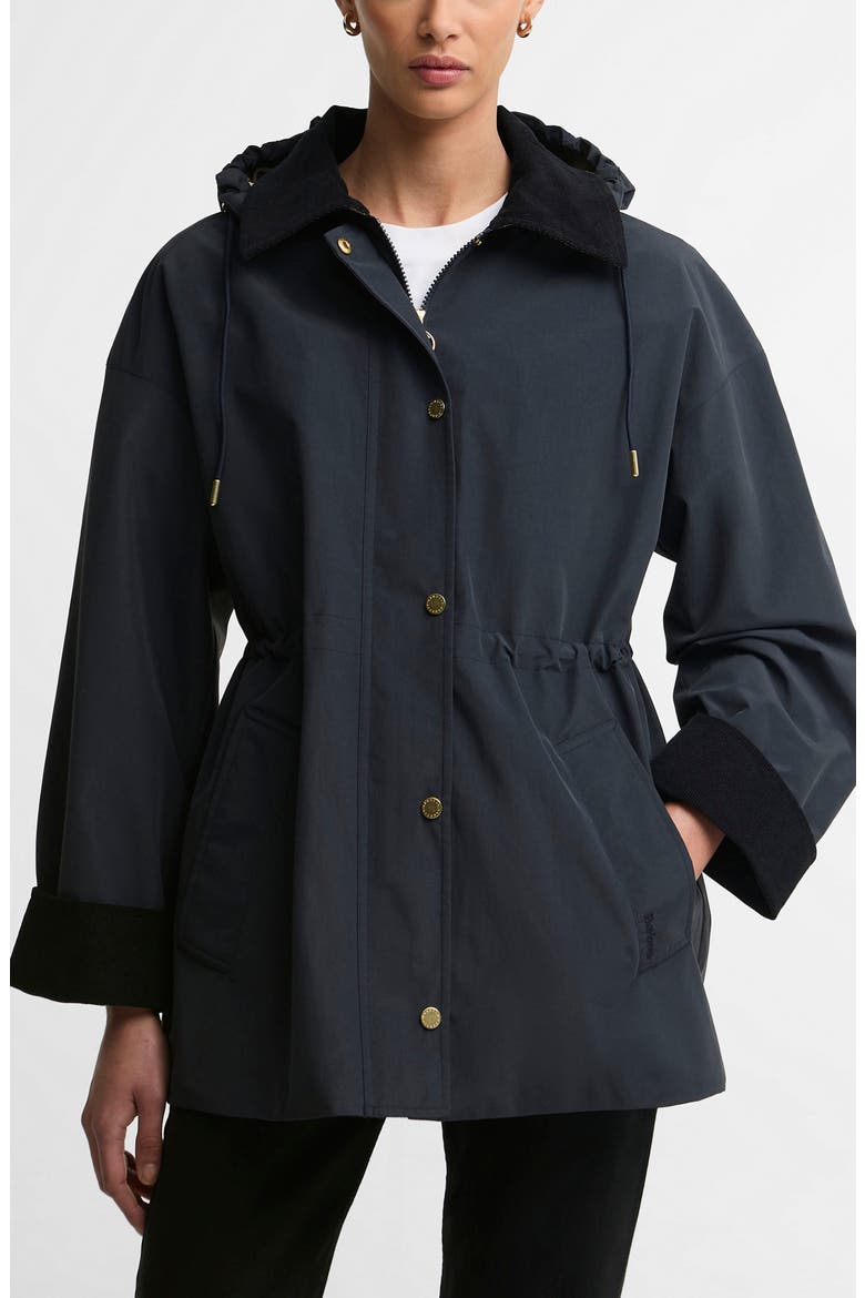 Evelyn Showerproof Jacket, Main, color, DK NAVY/ BIRCHWOOD DRESS