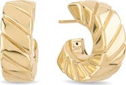 LANA 14K Gold Wide Grooved Huggie Hoop Earrings