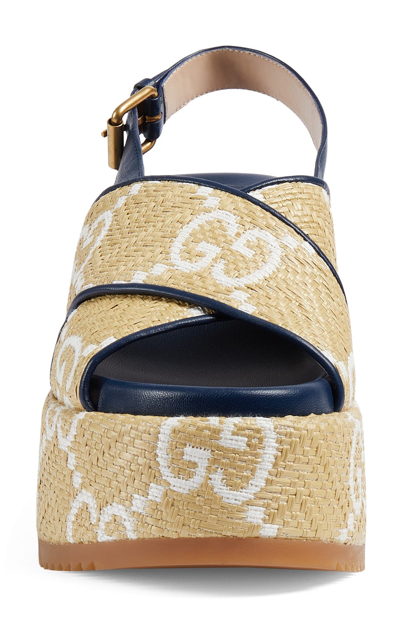 Gucci Angelina GG Logo Platform Wedge Sandal, Alternate, color, 