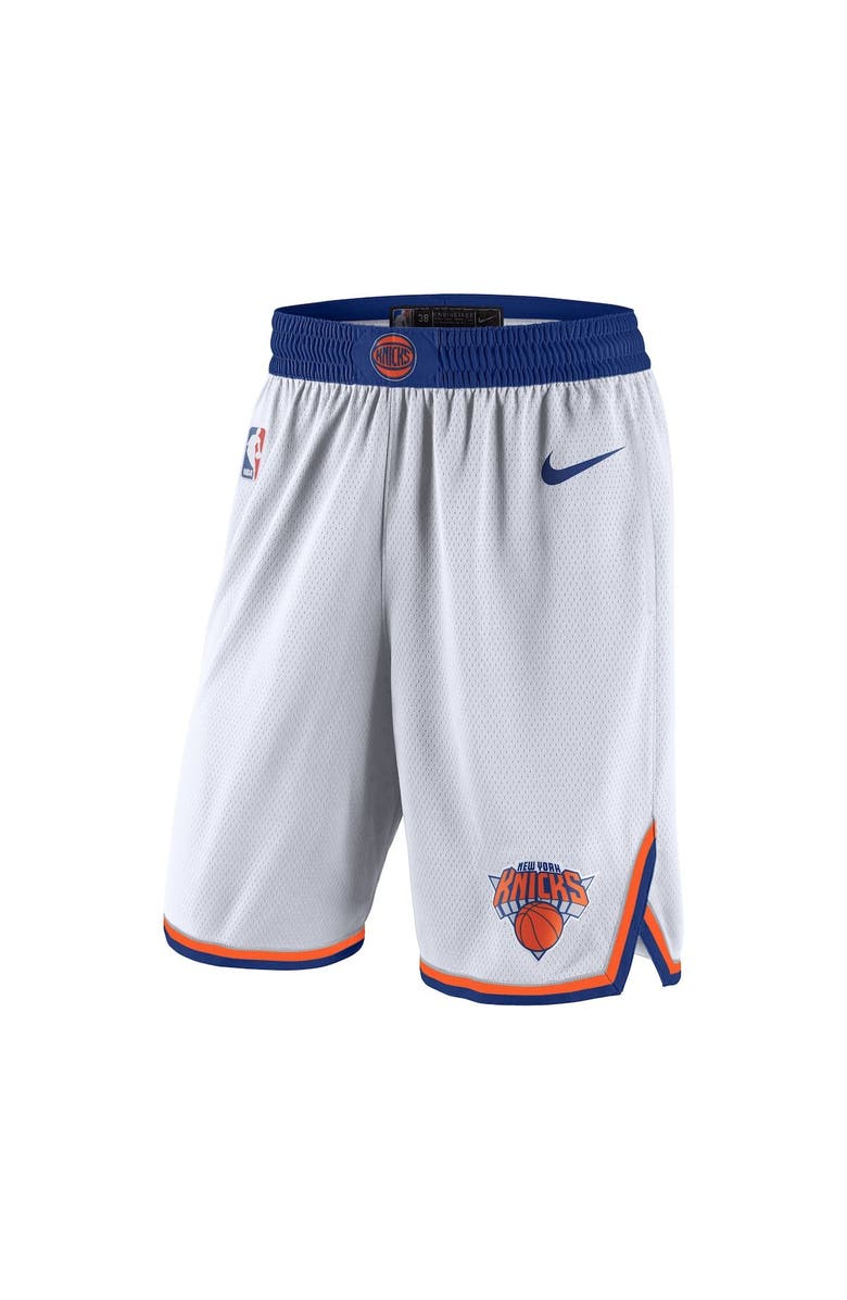 Nike Men's Nike White New York Knicks Association Edition Swingman Shorts, Alternate, color,