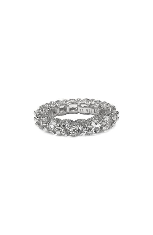 Suzy Levian White Sterling Silver Cubic Zirconia Pave U Shape Setting Eternity Band In Metallic