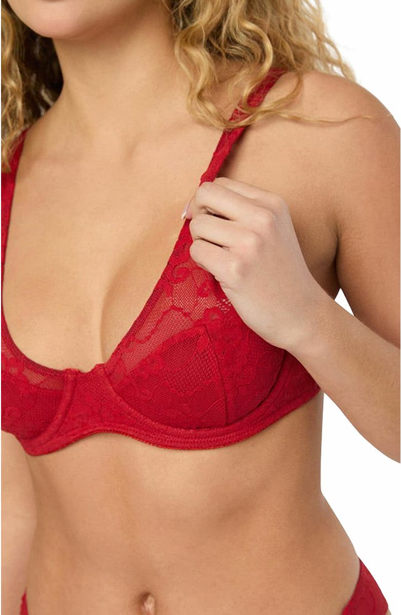 WeWoreWhat Lace Underwire Bra, Alternate, color, Scarlet