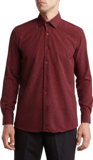 Azaro Uomo Slim Fit Wrinkle Resistant Performance Stretch Button-Up Shirt
