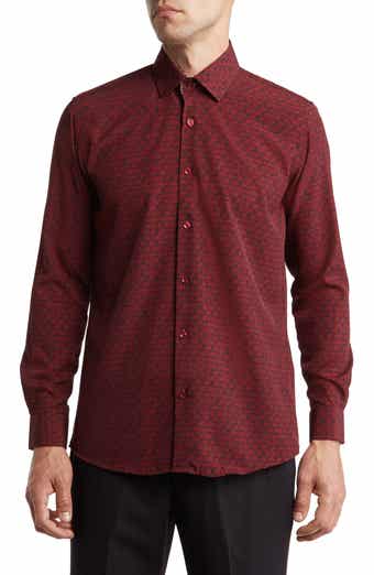 Azaro Uomo Slim Fit Wrinkle Resistant Performance Stretch Button-Up Shirt