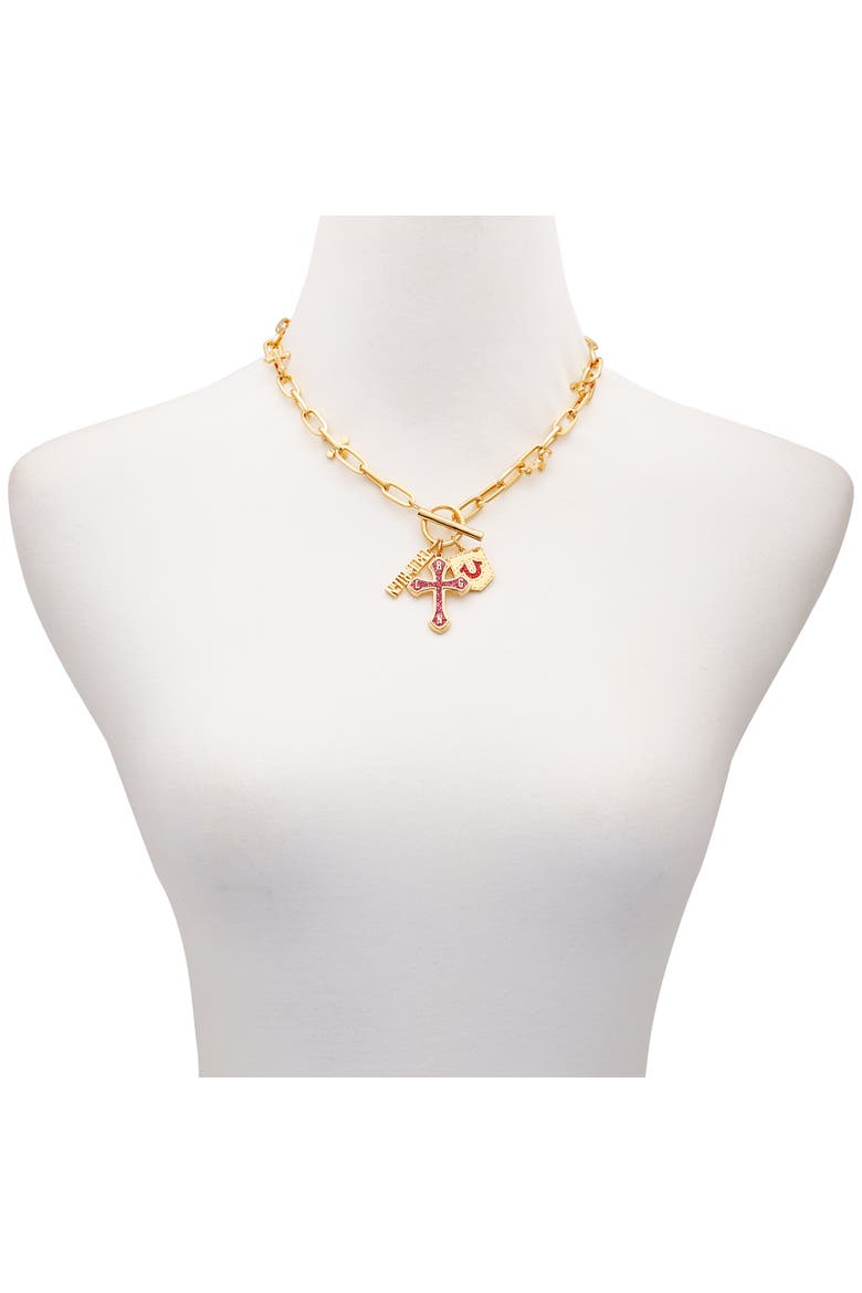 Rebel Charm Necklace, Alternate, color, Gold Tone