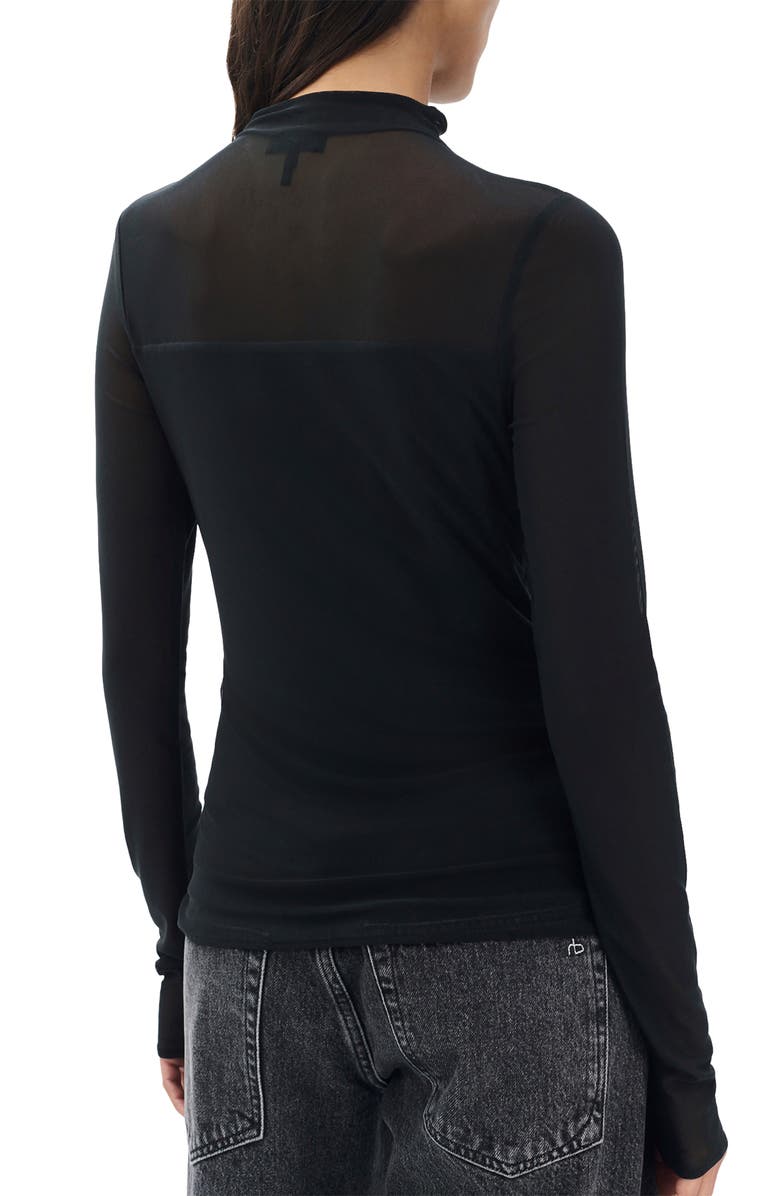 rag & bone Luca Long Sleeve Mesh Top, Alternate, color, Black