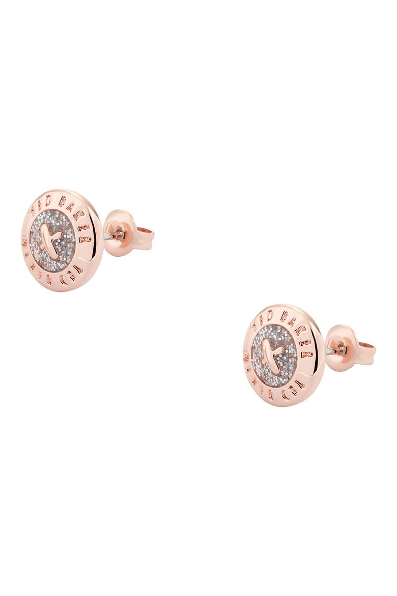 Eisley Enamel Mini Button Stud Earrings, Alternate, color, ROSE GOLD TONE / SILVER
