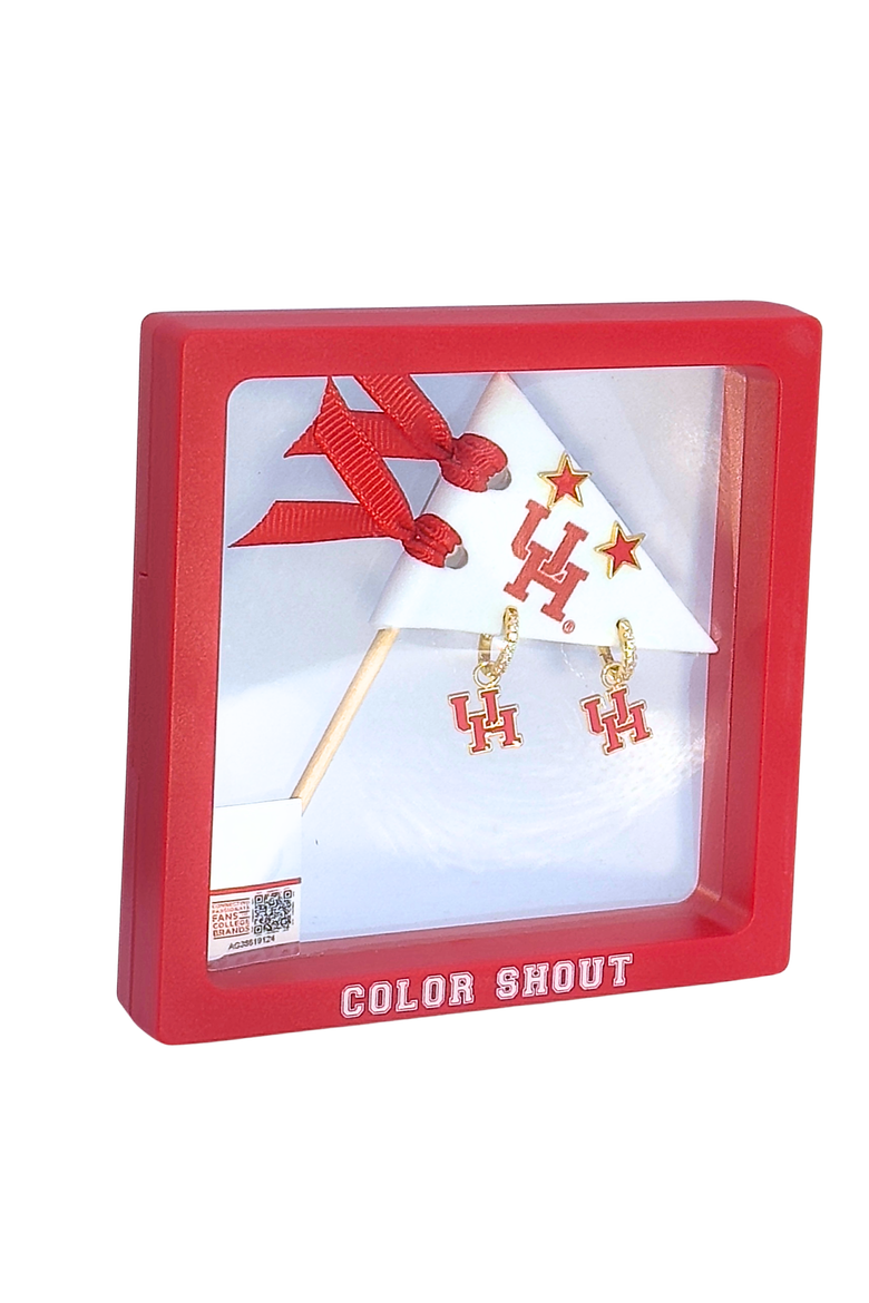 University Of Houston Pennant Pair Earring Set, Alternate, color, Yellow Gold