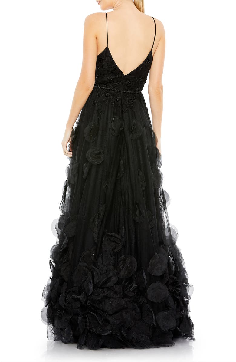 Mac Duggal Women's Embellished Floral High Low Sleeveless Gown, Alternate, color, Black