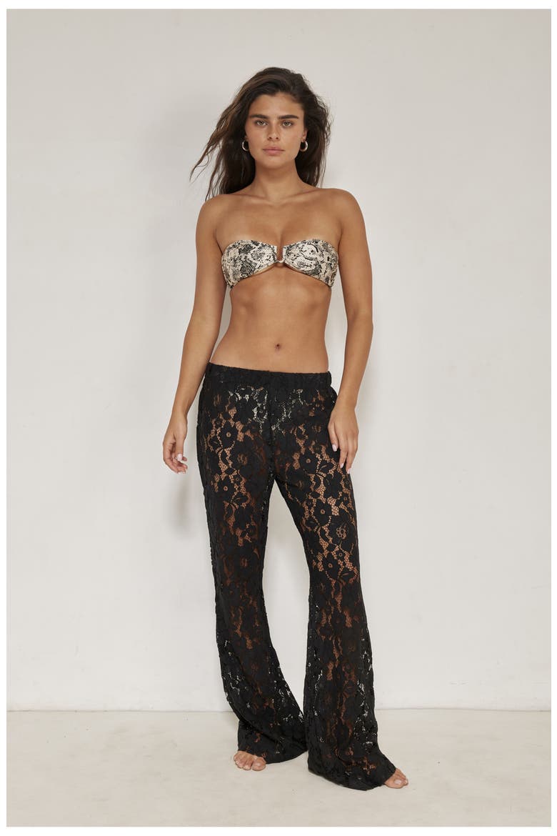Saint Tropez Floral Lace Cover-Up Pants, Alternate, color, Black