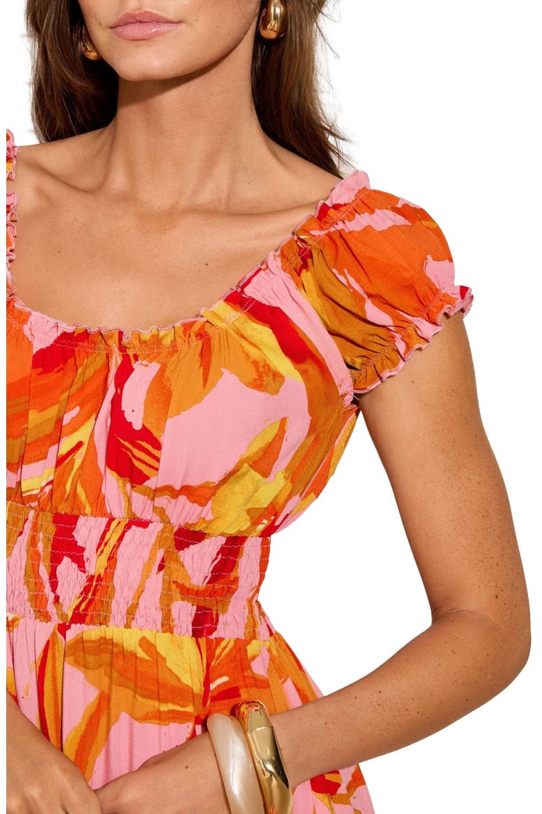 Ruffle Square Neck Smocked Waist Maxi Sundress, Alternate, color, ORANGE