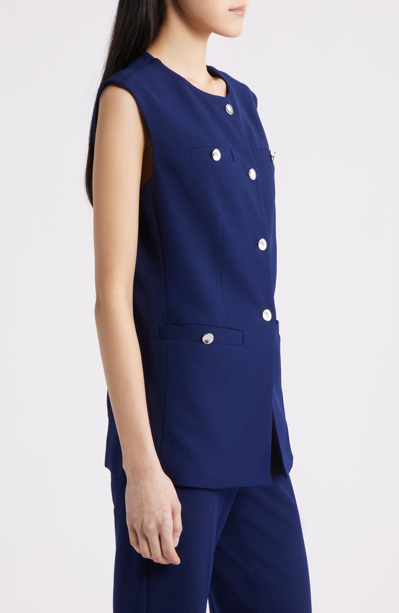 Anne Klein Button-Up Four-Pocket Vest, Alternate, color, Distant Mountain