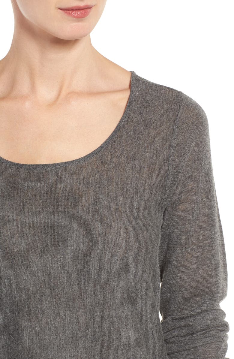 Eileen Fisher Scoop Neck Sweater, Alternate, color, Ash