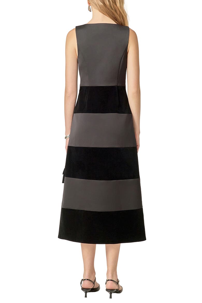 Velvet & Satin A-Line Dress, Alternate, color, BLACK