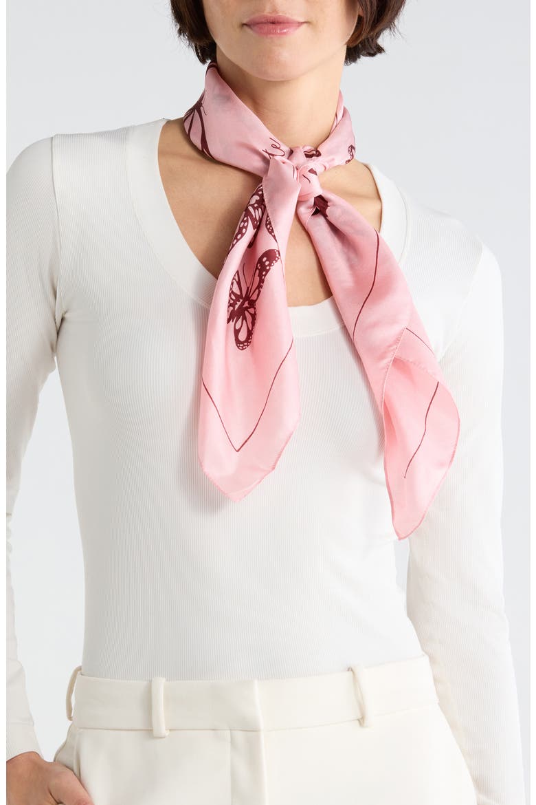 Spring Flight Silk Square Scarf, Main, color, PINK / RED