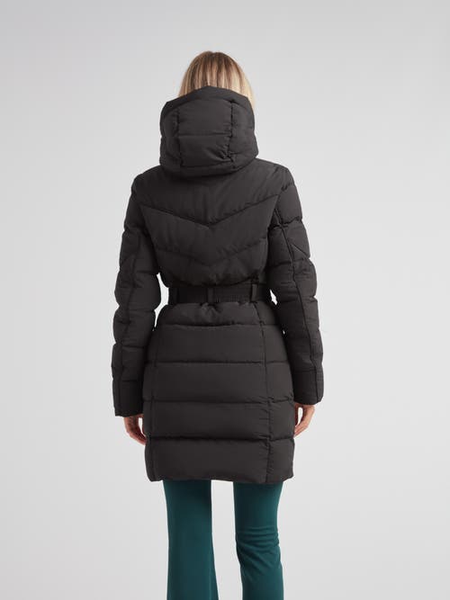 Jack1t Diamond Belted Hooded Down Coat In Black