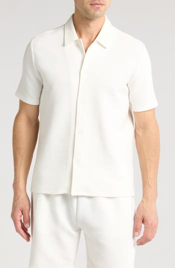 Fleece Factory Rhone Short Sleeve Button-up Shirt In Ivory