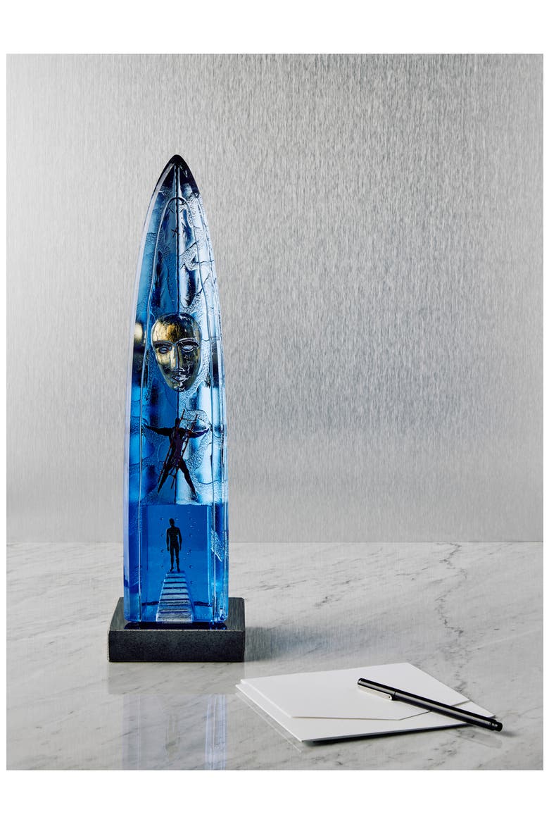 First Step Glass Sculpture, Alternate, color, BLUE
