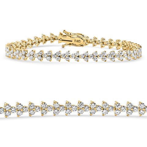 4.25Ct Diamond Olivetta Tennis Bracelet 14k Gold Lab Grown 7"