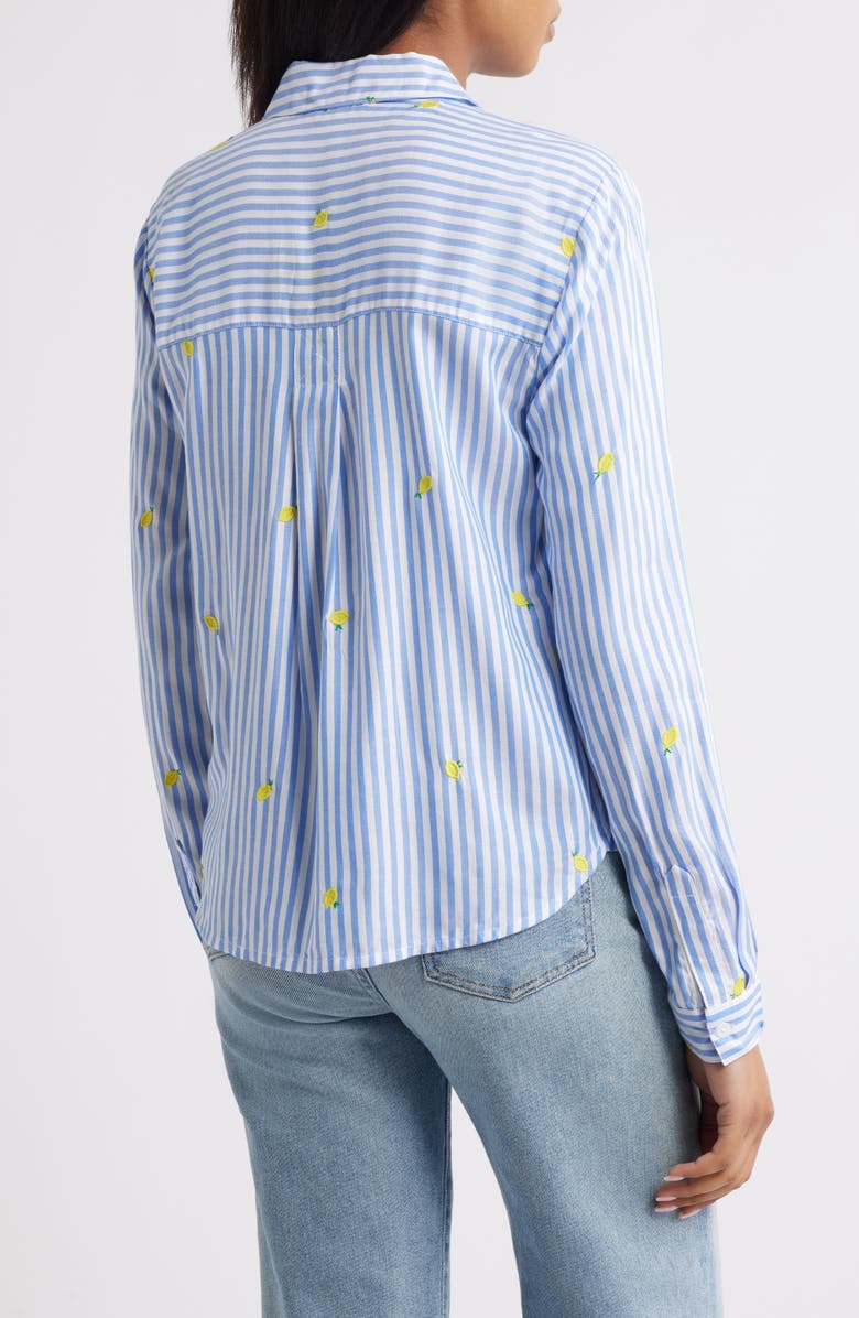 beachlunchlounge Caitlin Embroidered Shirt, Alternate, color, Lemon Sqeeze