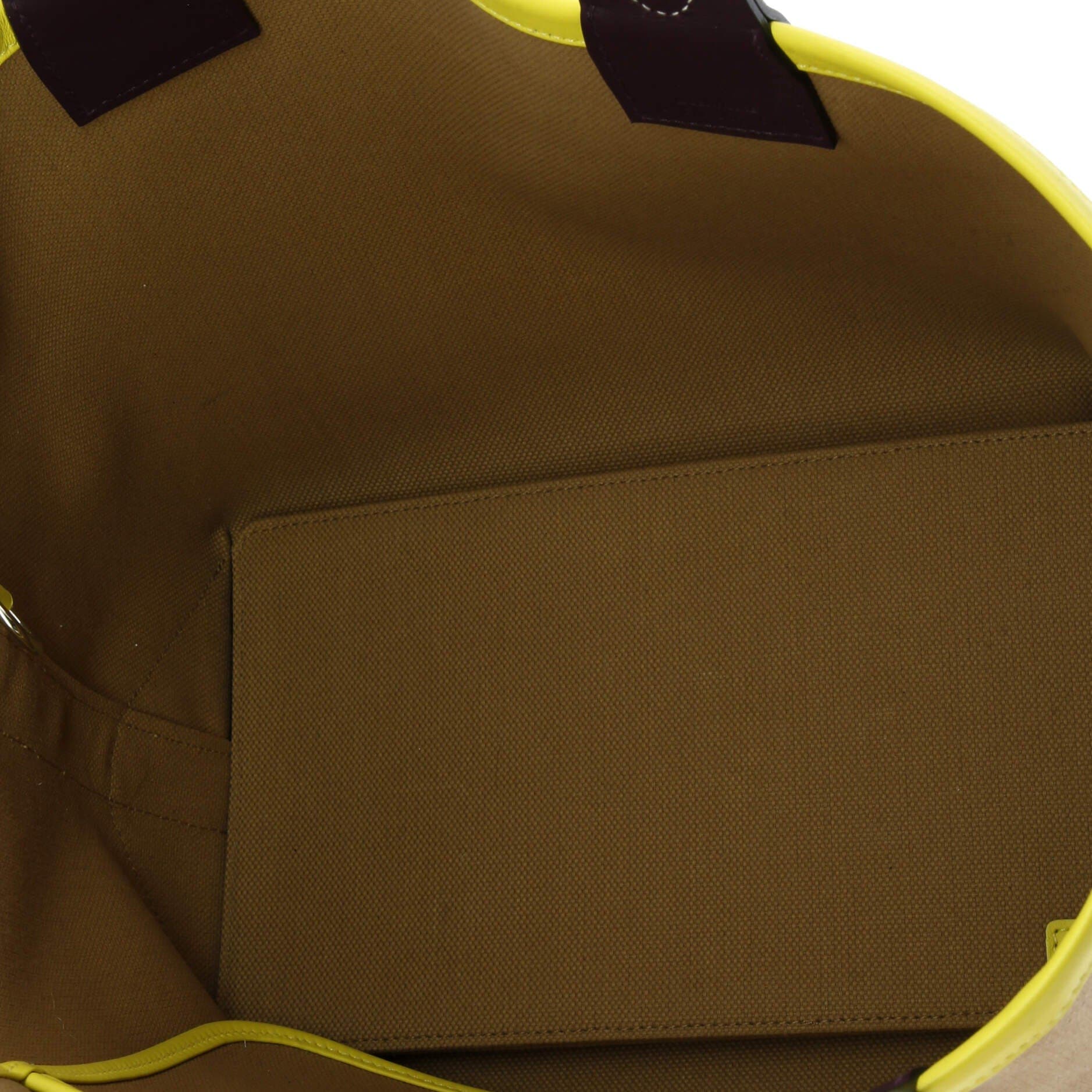 Pre-Owned Hermes Sac Steeple Tote Toile with Leather 25, Alternate, color, Chai/Cassis/Lime