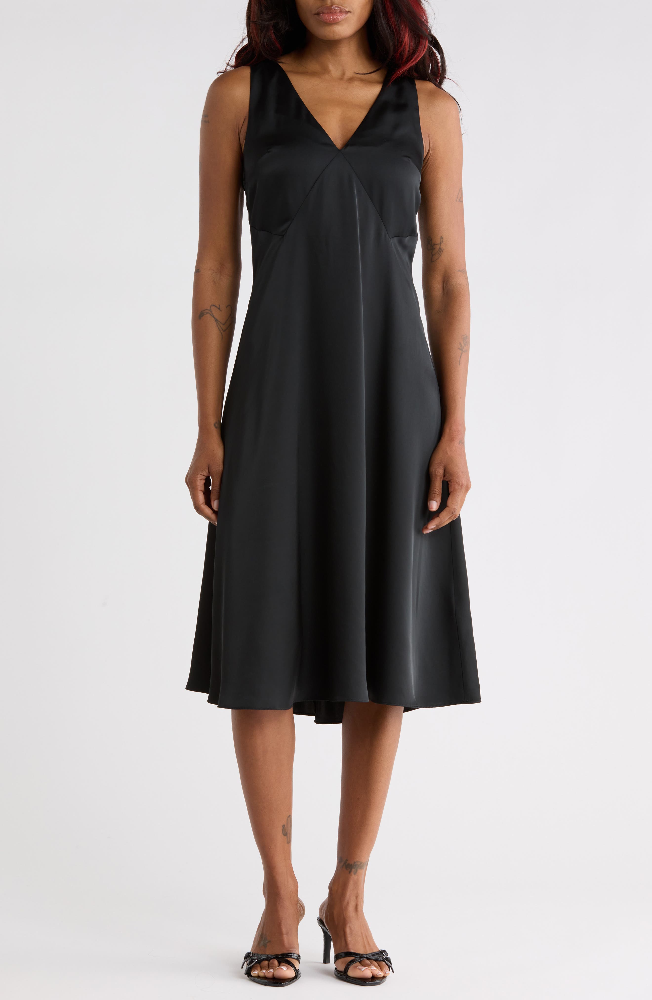 Helsa Satin Tank Midi Dress