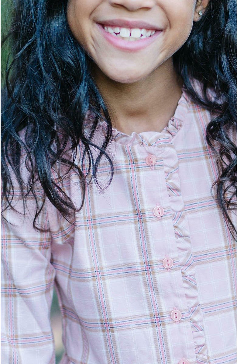 Hope & Henry Girls' Organic Tiered Ruffle Neck Dress, Toddler, Alternate, color, Fall Rose Plaid