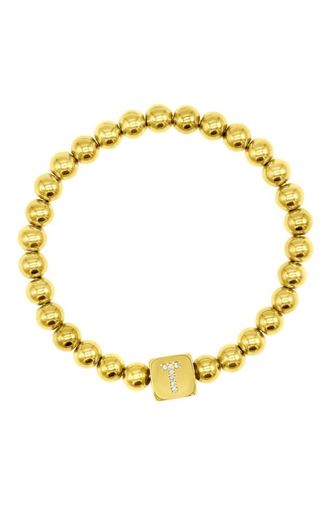Crystal Initial Stretch Bracelet