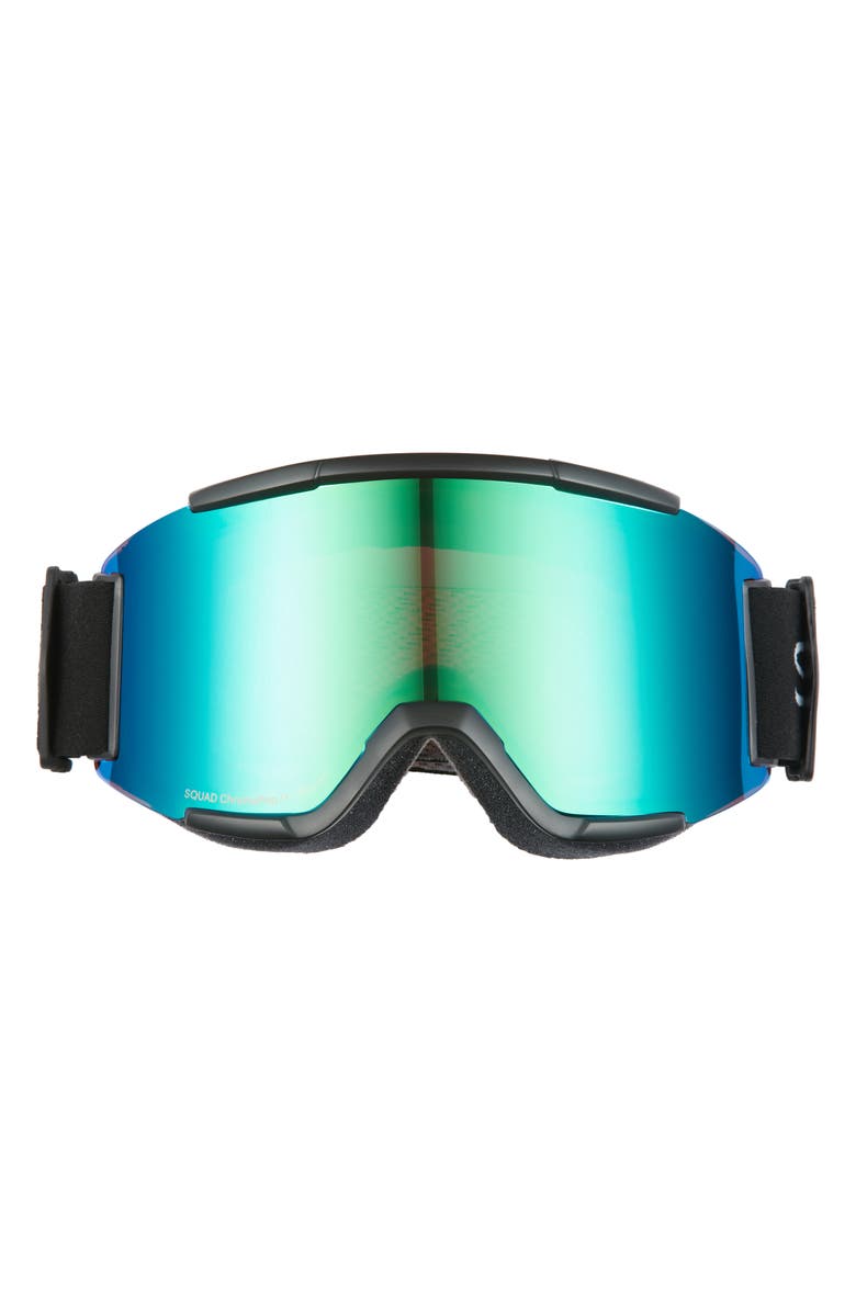 Smith Squad 180mm ChromaPop<sup>™</sup> Snow Goggles, Main, color, Black Chromapop Green Mirror