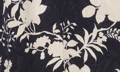 Renee C Jacquard Floral Top In Navy
