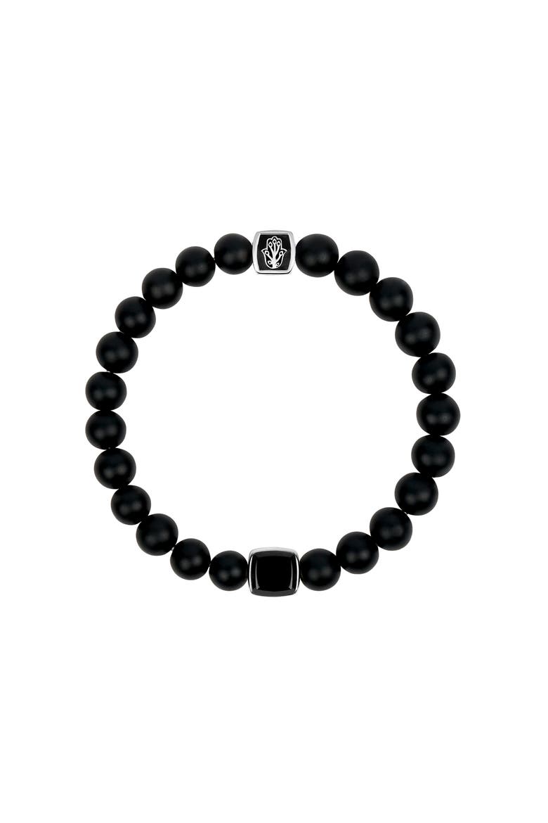 Men's Matte Black Onyx Beaded Bracelet Powerful Vibrations, Main, color, Black