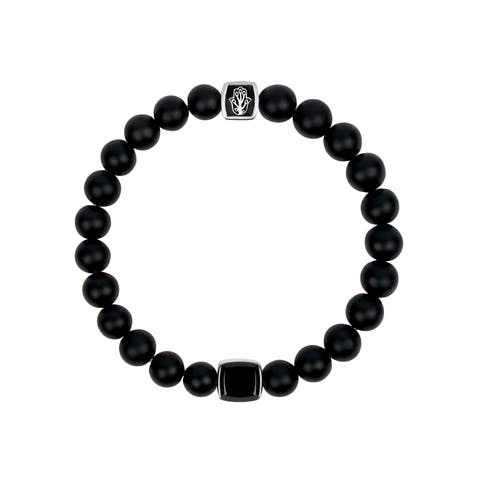 Men's Matte Black Onyx Beaded Bracelet Powerful Vibrations