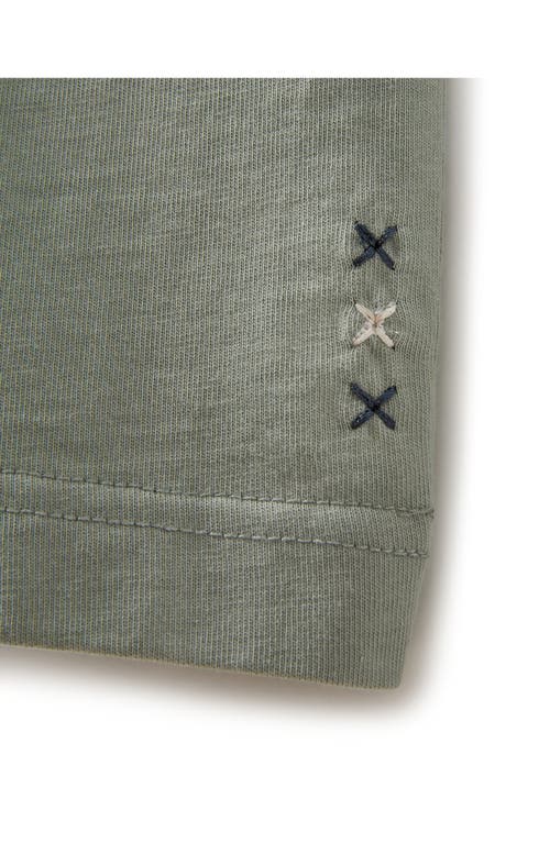 Scotch & Soda Dyed Boxy Crop Graphic T-shirt In Green