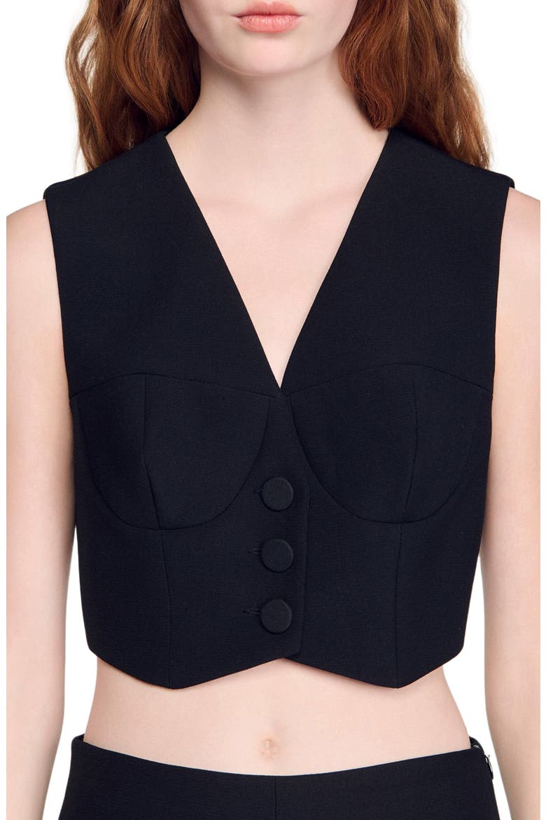 Cropped vest, Alternate, color, Black