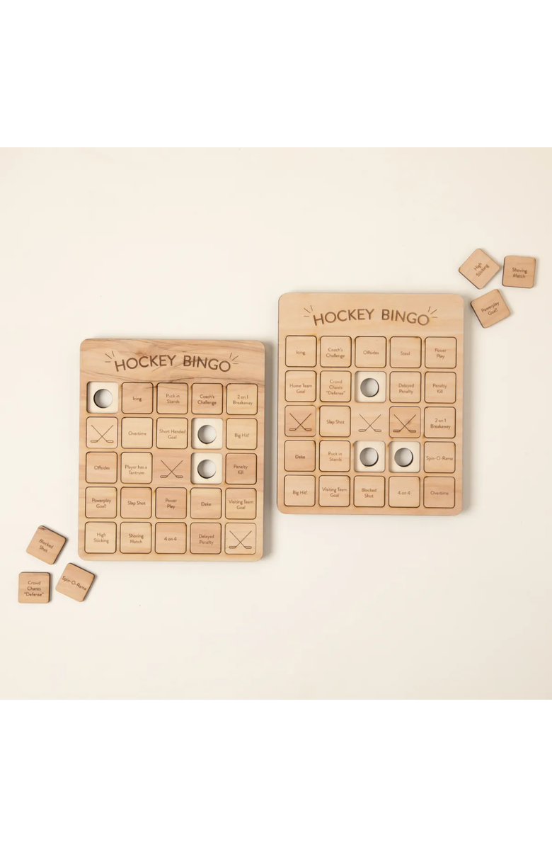 Uncommon Goods Hockey Bingo Set of 2 by Woodtech, Main, color, Beige