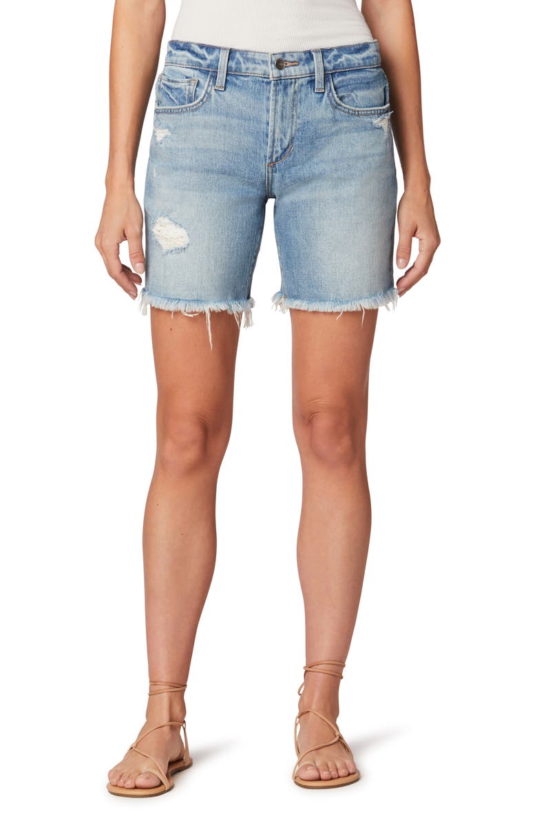 Joe's The Lara Ripped Denim Bermuda Shorts, Main, color, 