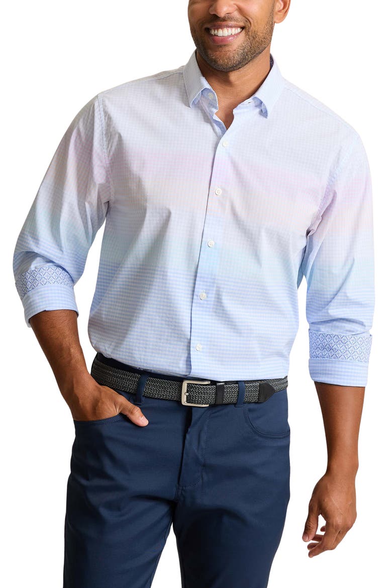 Sarasota Stretch Horizon Check IslandZone® Button-Up Shirt, Main, color, DEW DROP