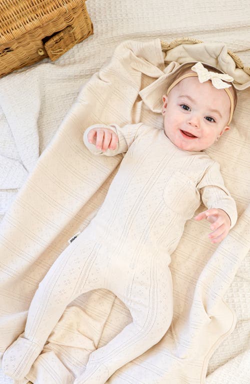 Maniere Manière Pocket Pointelle Footie & Hat Set In Gold
