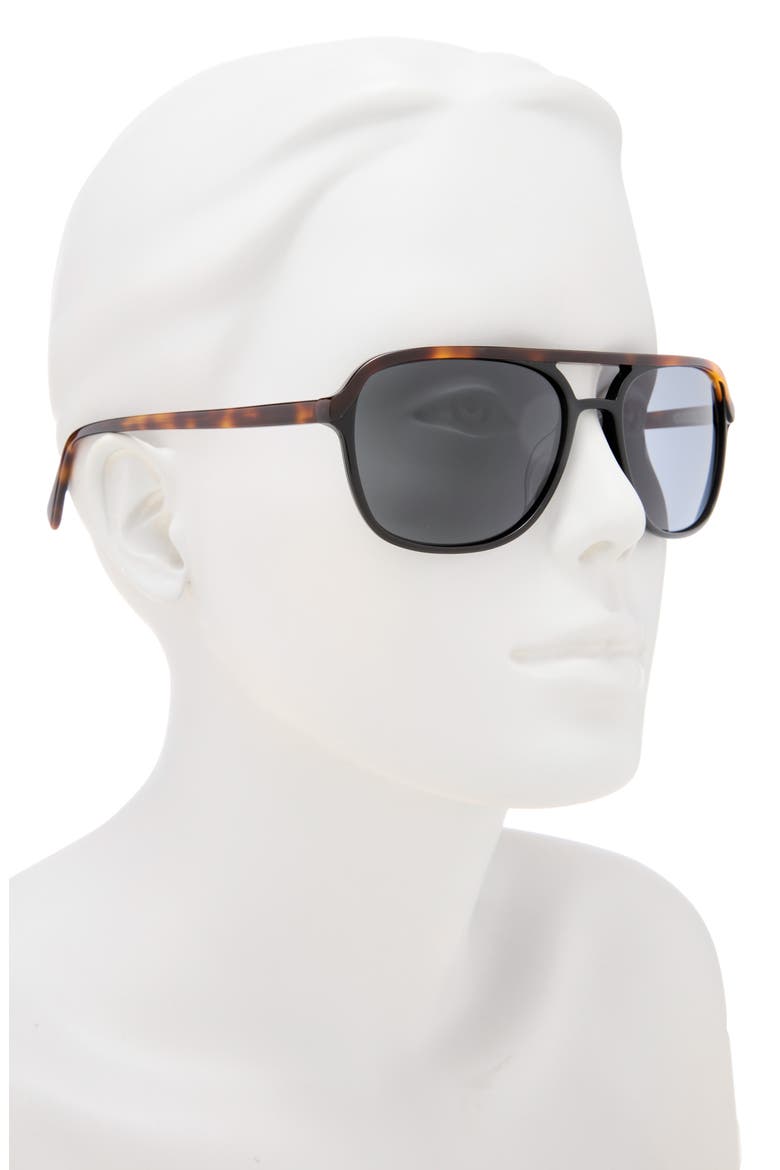 58mm Polarized Navigator Sunglasses, Alternate, color, BLACK/ BROWN