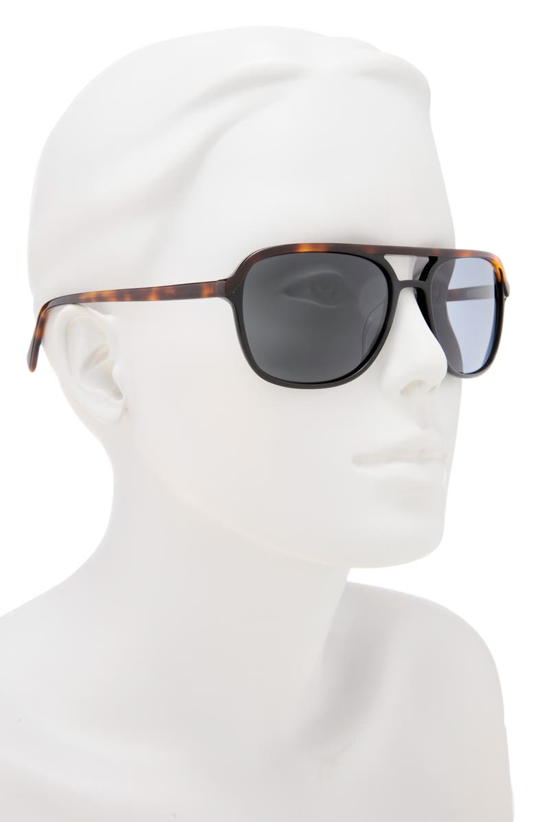 Ted Baker 58mm Polarized Navigator Sunglasses, Alternate, color, Black/ Brown